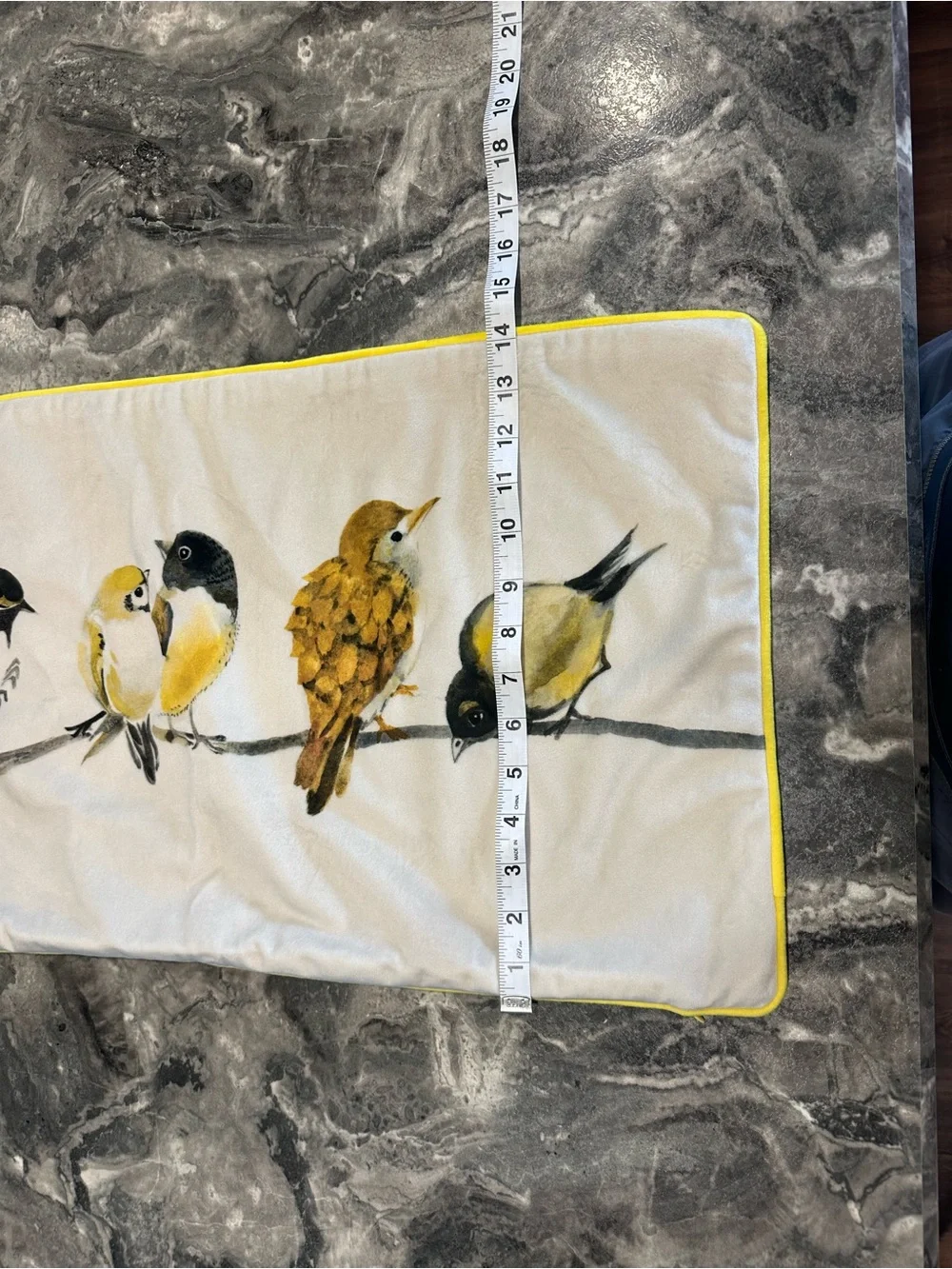Bird Print Decorative Throw Pillow Cover-Yellow Accent